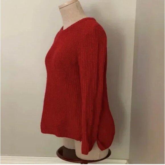Madewell Hexcomb Texture Red Crewneck Long Sleeve Sweater Size Small - Picture 5 of 9
